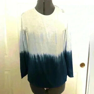 JUSTICE ombre blue white long sleeve criss-cross racer back youth 14-16